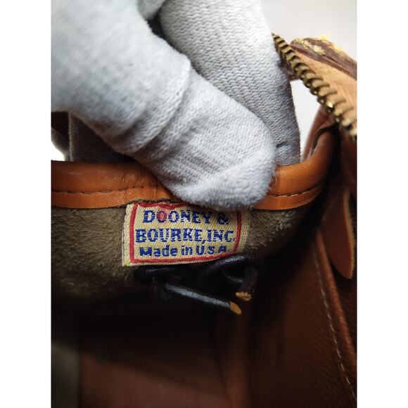 Dooney & Bourke Brown Gray Pebbled Leather Top Handle Satchel Shoulder Bag - Picture 12 of 16